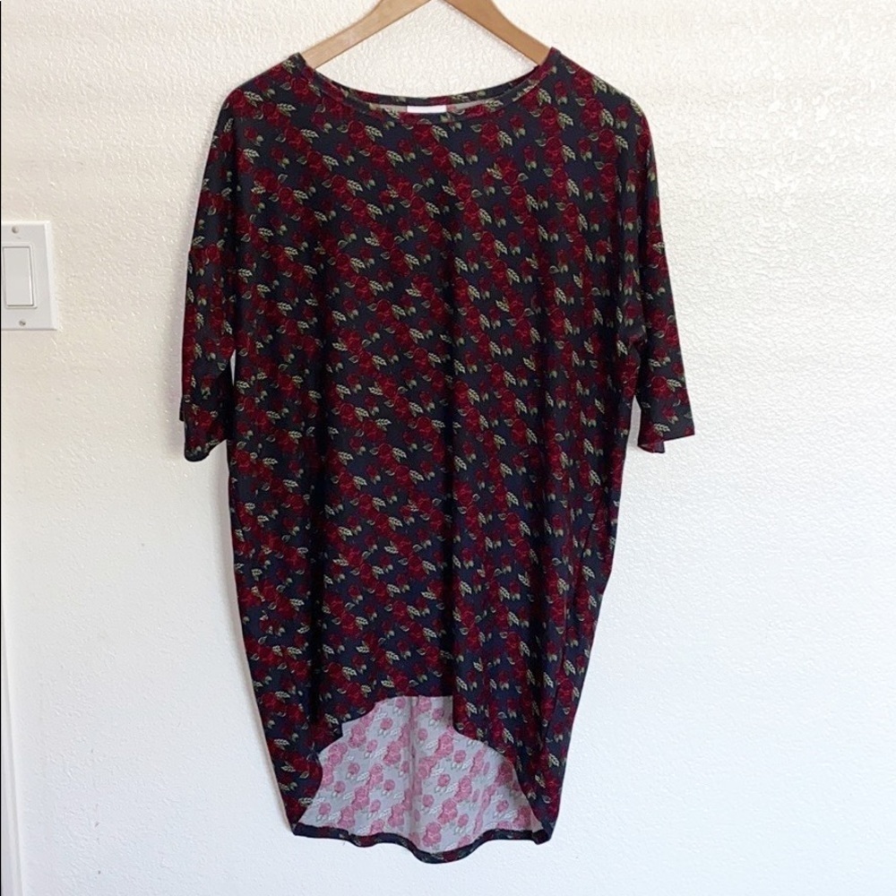 LulaRoe Black Floral Rose Flower Short Sleeve